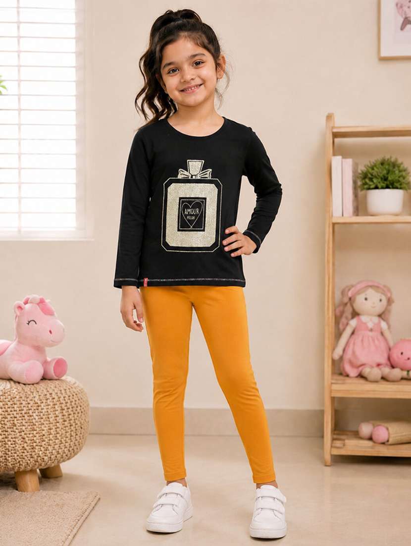girls printed long sleeves full length set