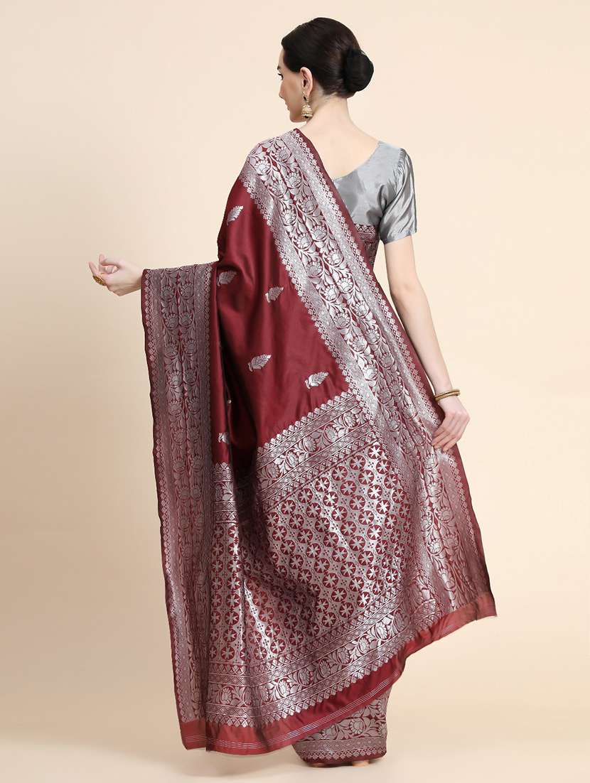 Women Self Design Banarasi Saree With Blouse - 22663041 -  Standard Image - 3