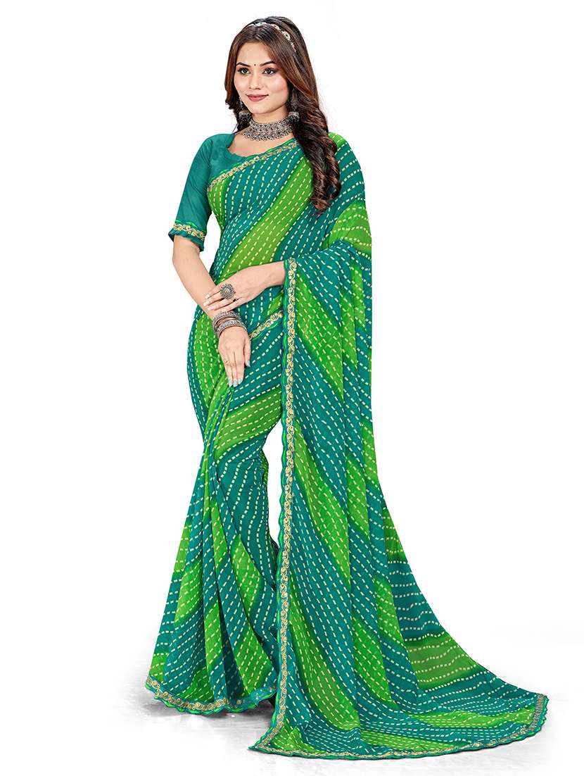 women printed casual wear saree with blouse