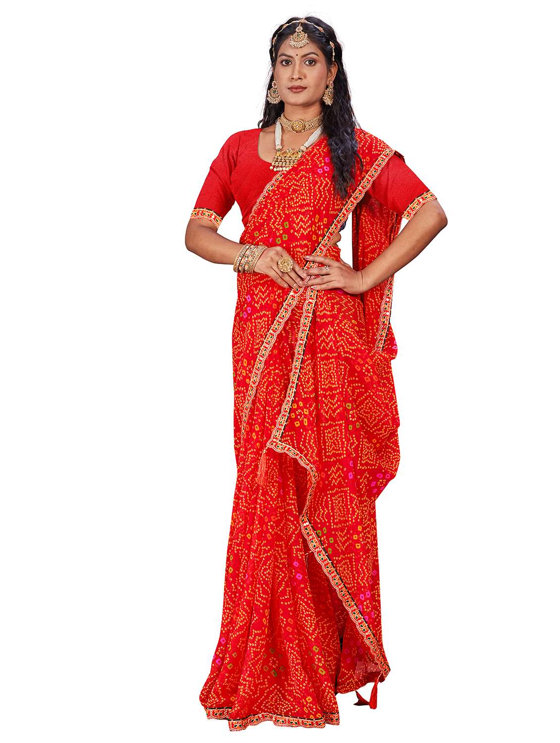 women printed casual wear saree with blouse