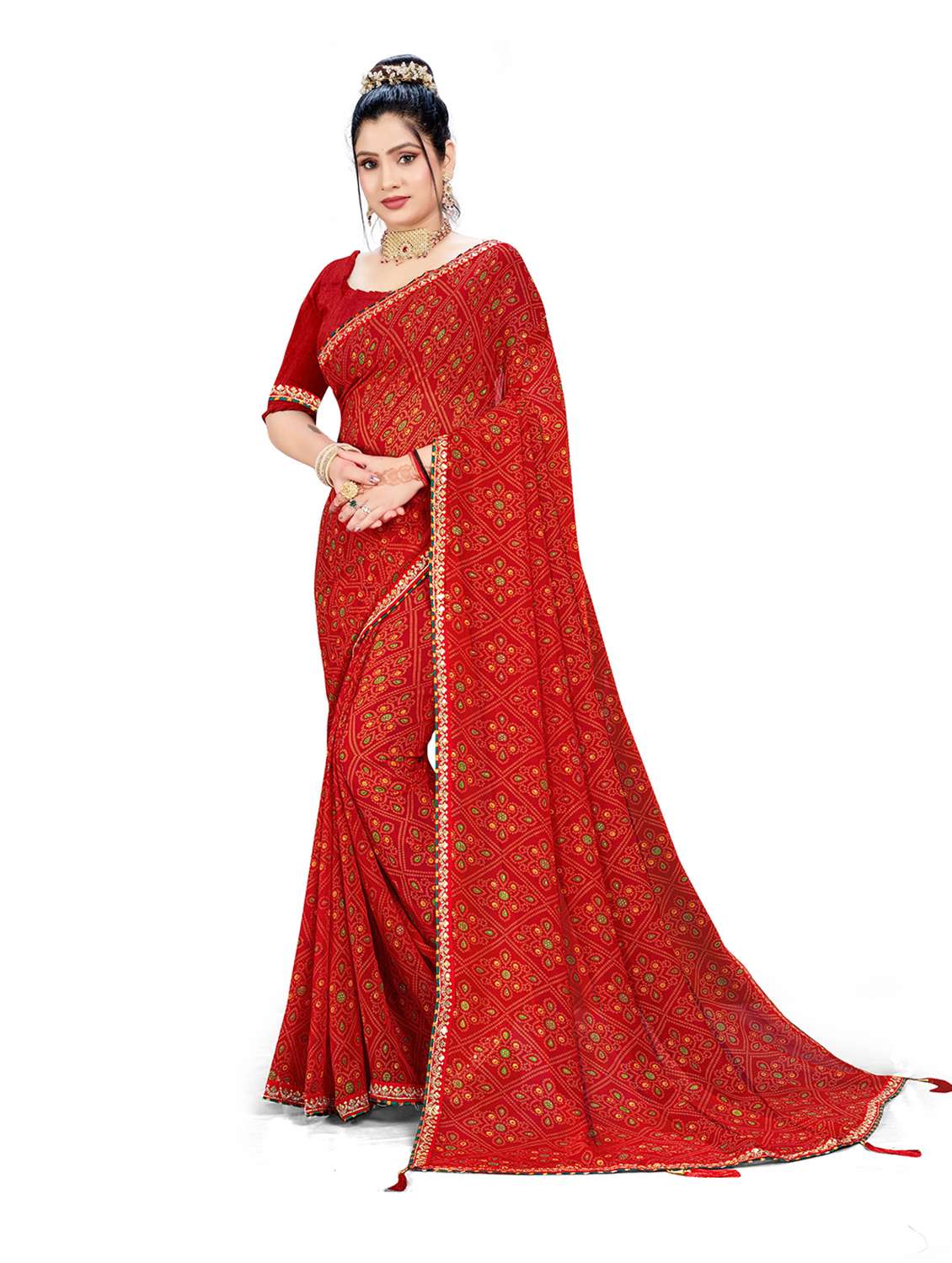 women printed casual wear saree with blouse