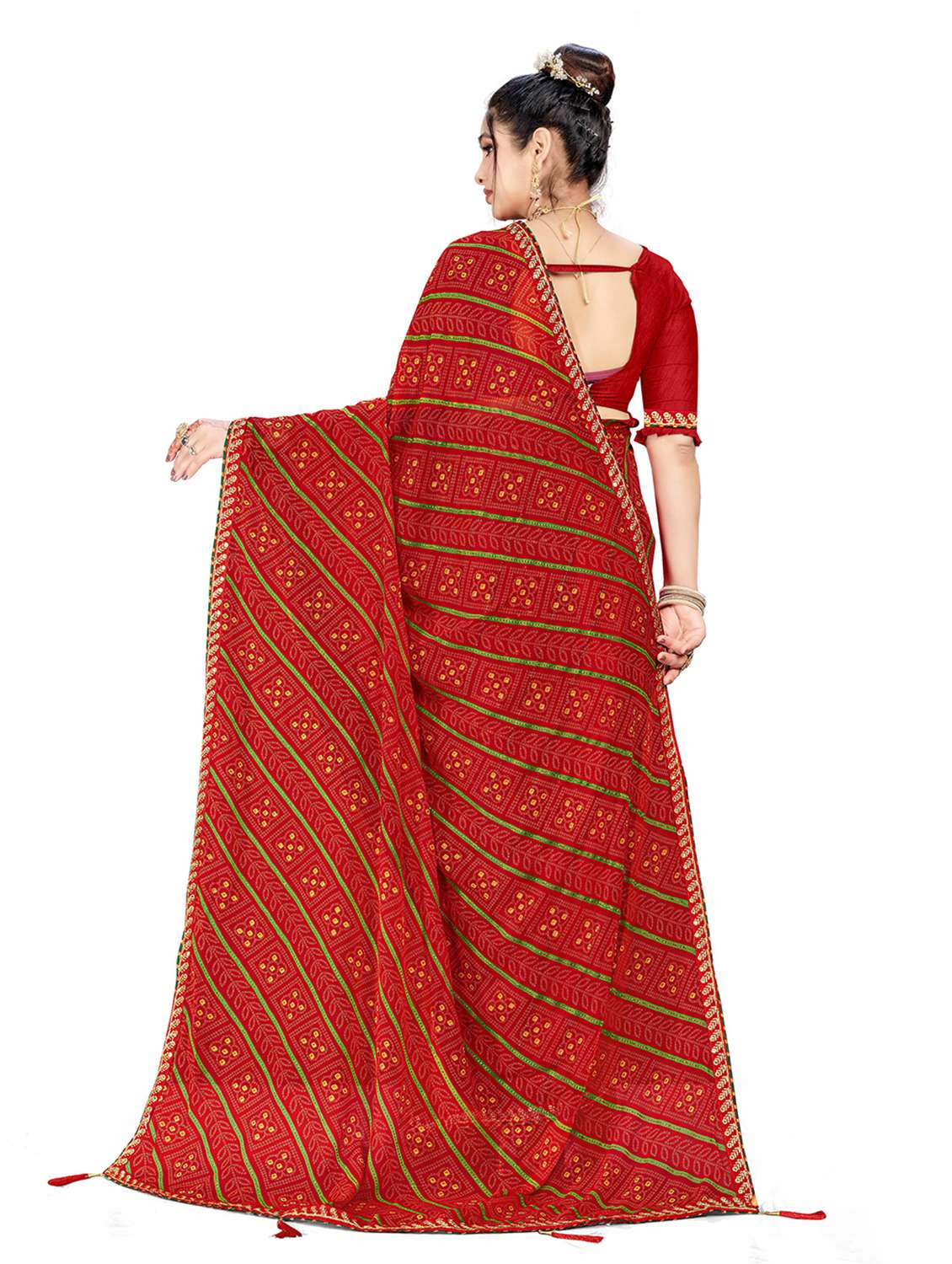 Women Printed Casual Wear Saree With Blouse - 22663367 -  Standard Image - 3
