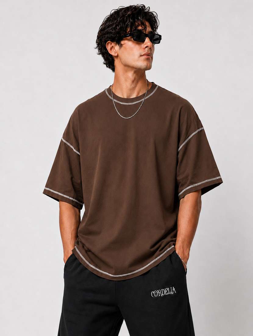 men printed short sleeves oversized t-shirt