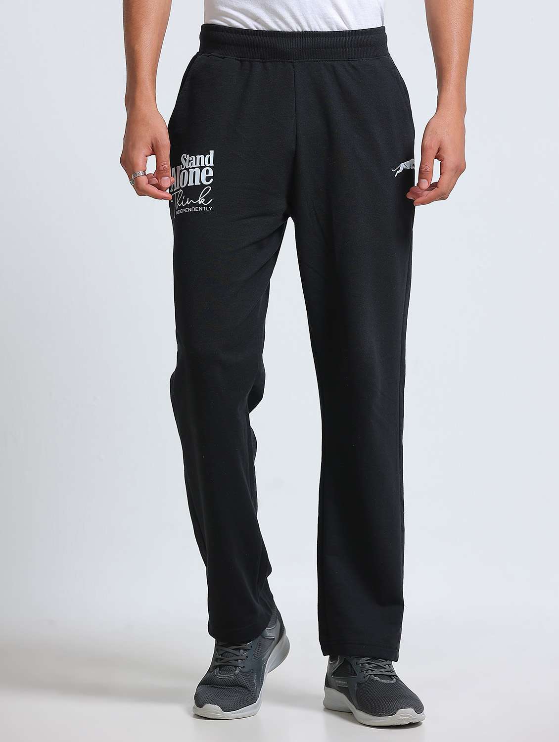 men typographic mid rise full length track pant