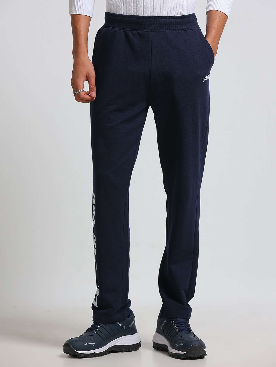 men typographic mid rise full length track pant