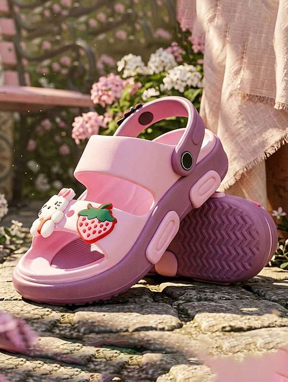 girls applique detailed slip on sandal