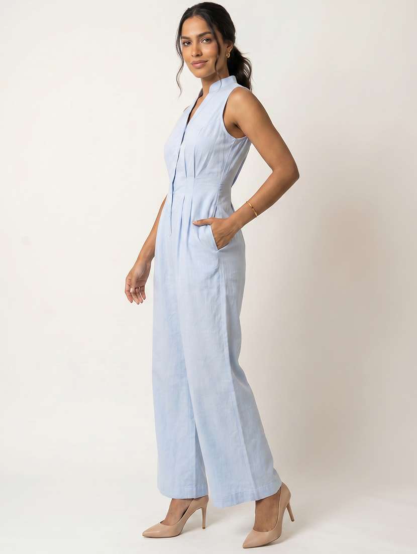Women Solid Sleeveless Full Leg Jumpsuit - 22663717 -  Standard Image - 3