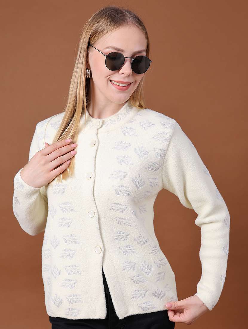 women slef design long sleeves cardigan