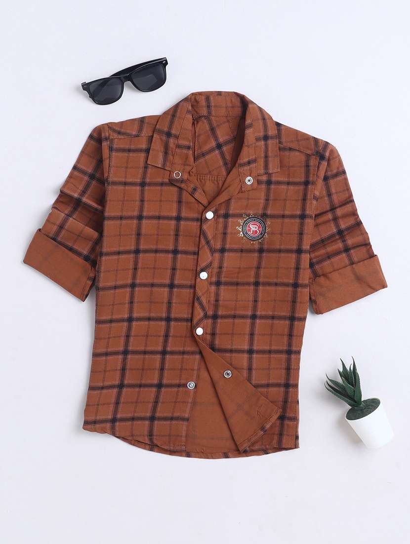 boys checkered long sleeves regular shirt