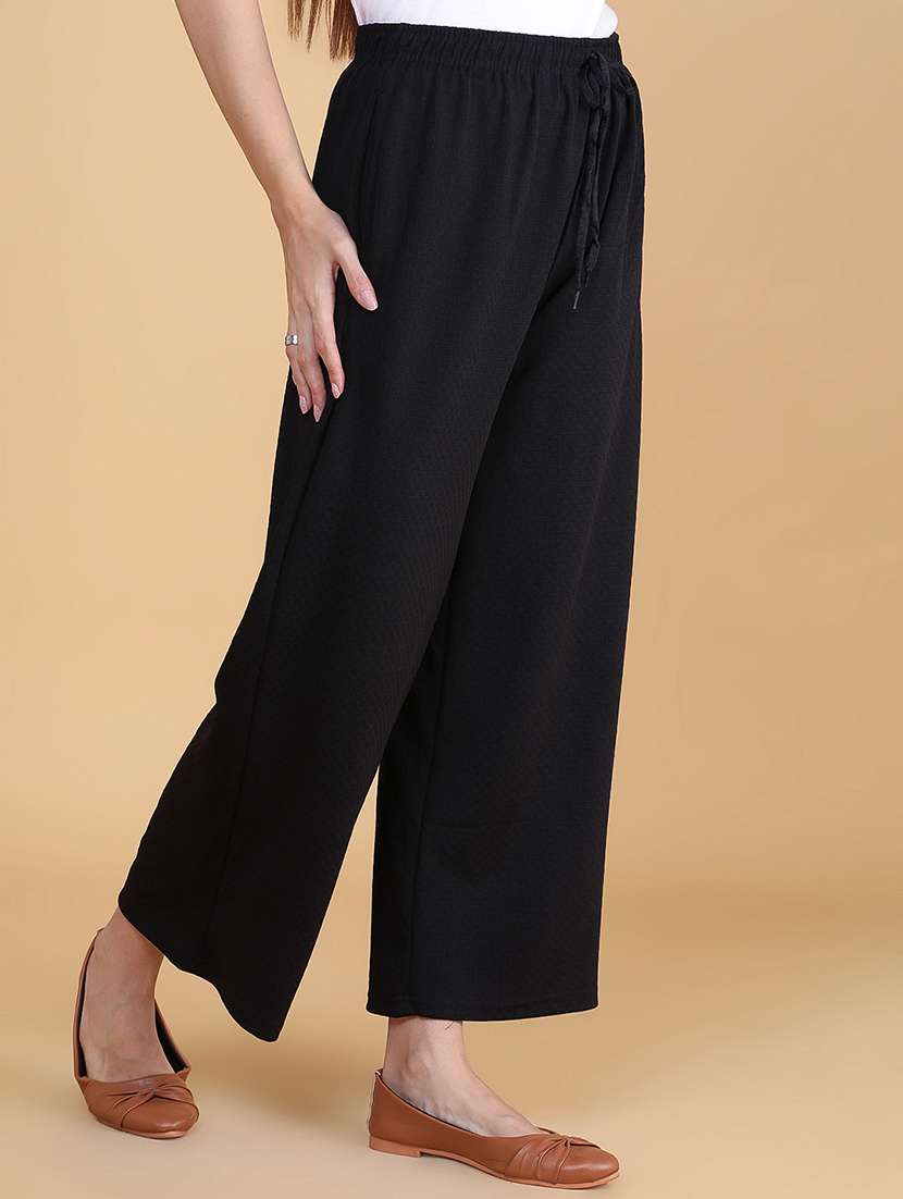 Women Solid Mid Rise Straight Trouser - 22664496 -  Standard Image - 3