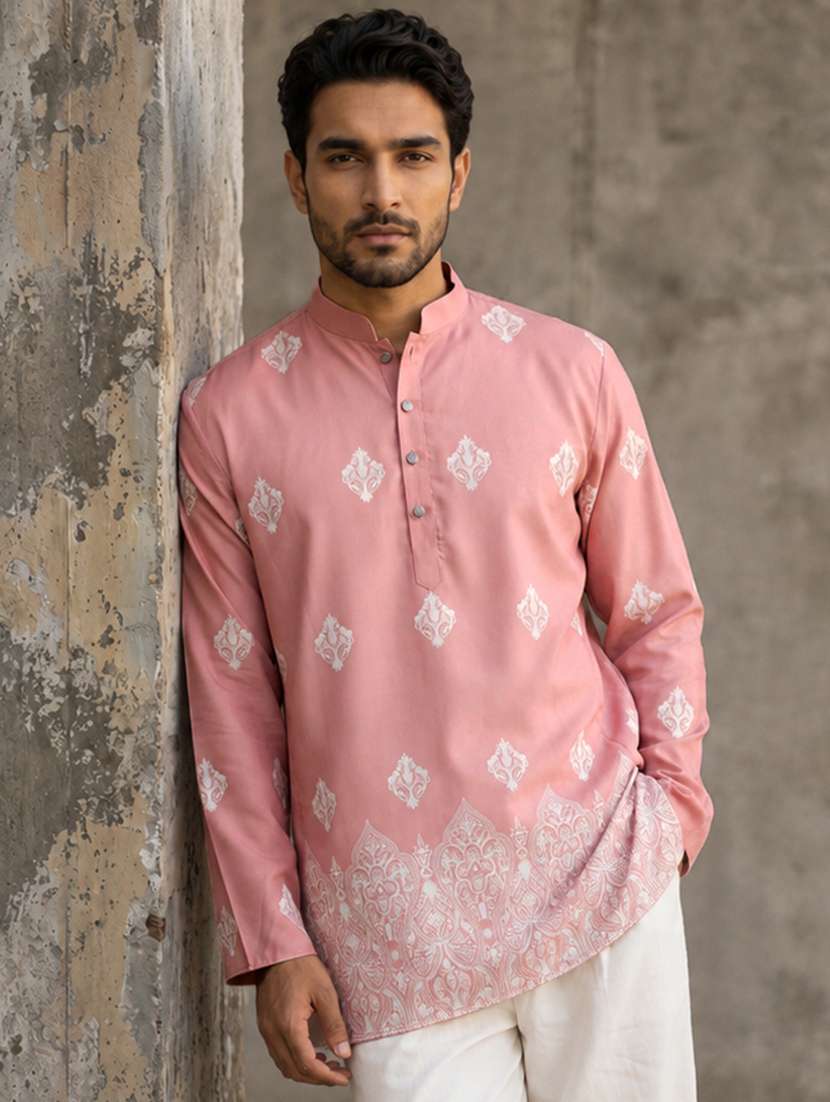 Men Embroidered Mandarin Neck Short Kurta - Image 3