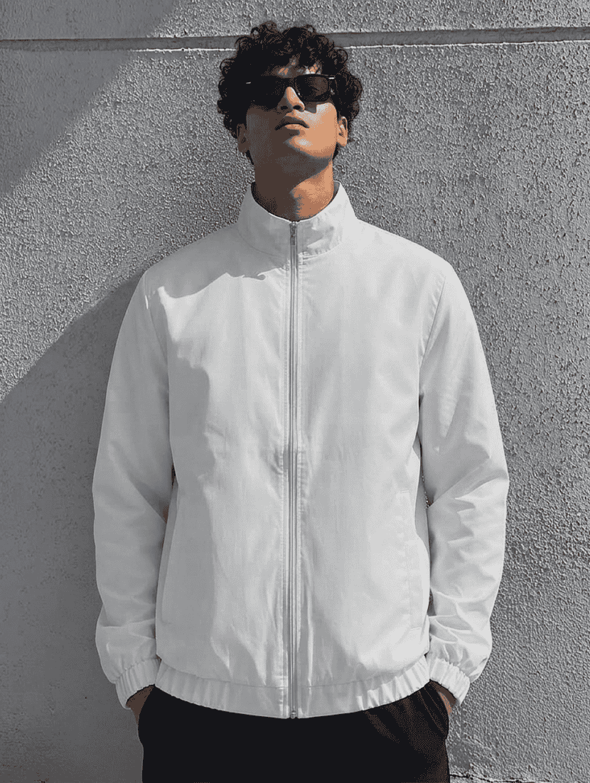 men solid long sleeves bomber jacket