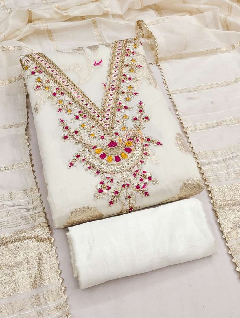 women self design unstitched suit set