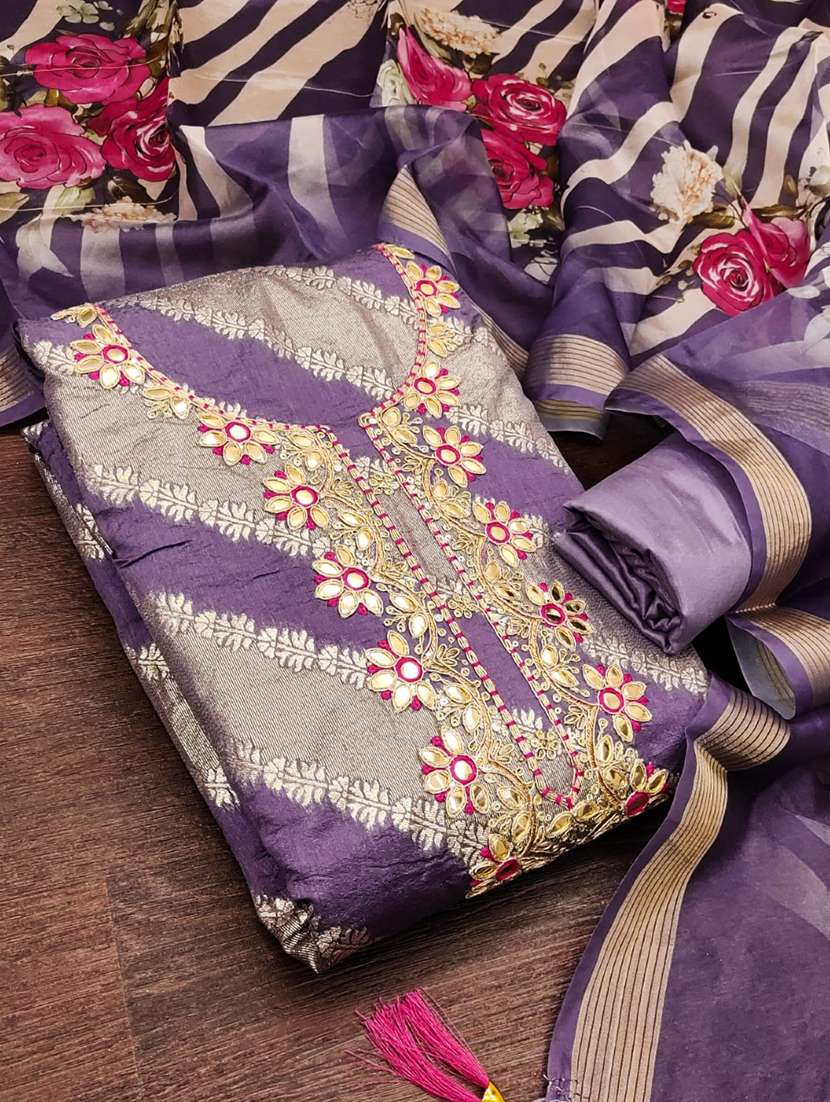women self design unstitched suit set