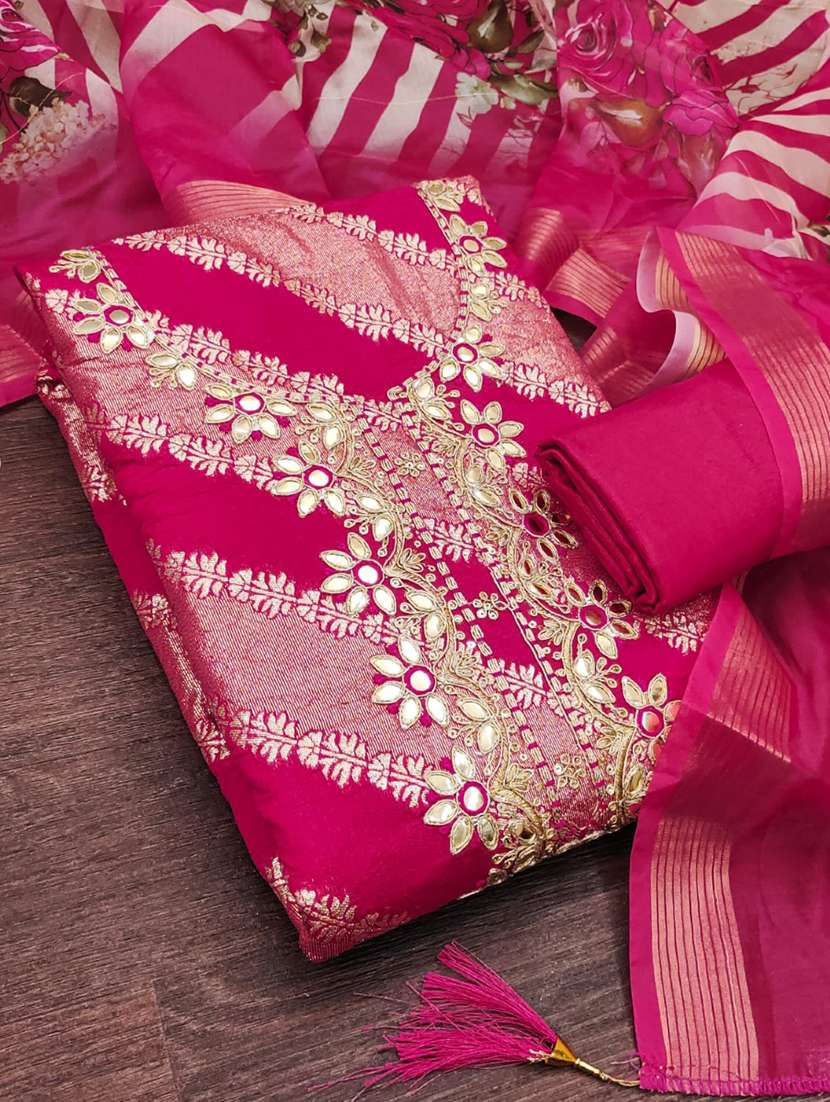 women self design unstitched suit set