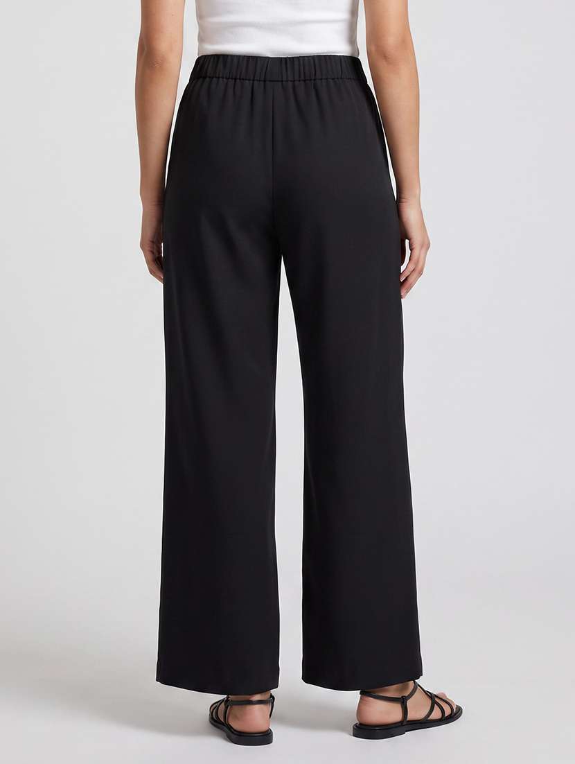Women Solid High Rise Wide Leg Trouser - 22665105 -  Standard Image - 3
