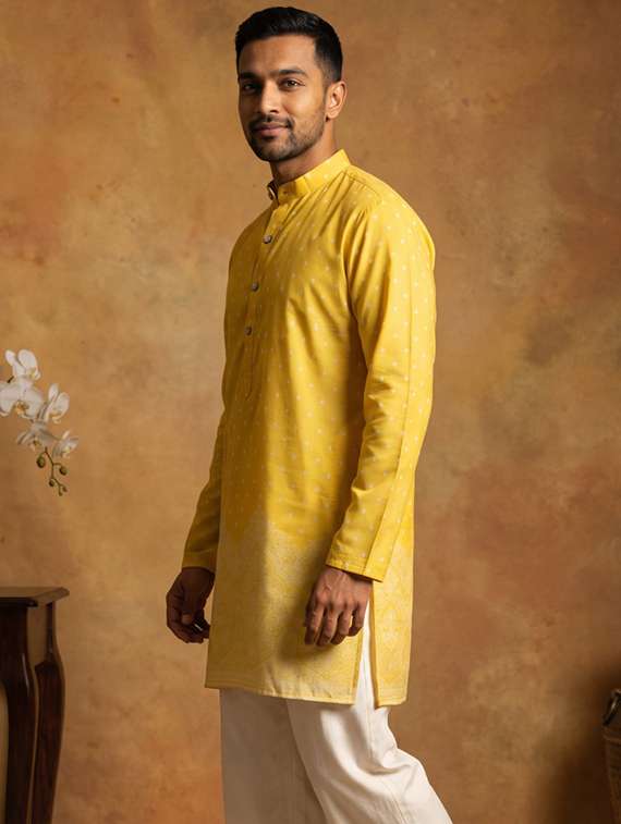 men printed mandarin neck short kurta - 22665161 -  Standard Image - 5