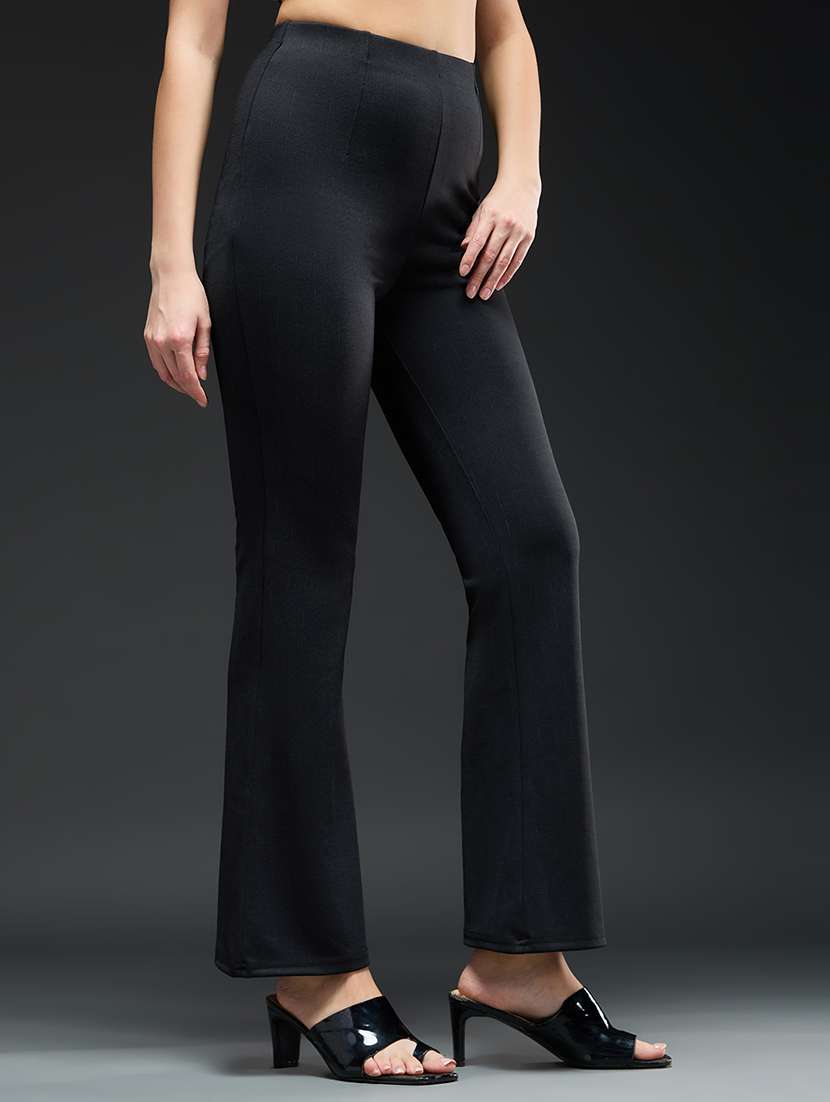 Women Solid High Rise Bootcut Trouser - 22665585 -  Standard Image - 3