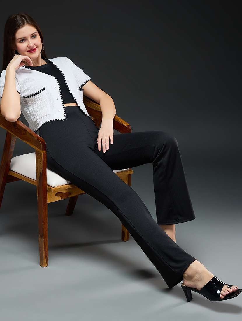 Women Solid High Rise Bootcut Trouser - 22665585 -  Standard Image - 5