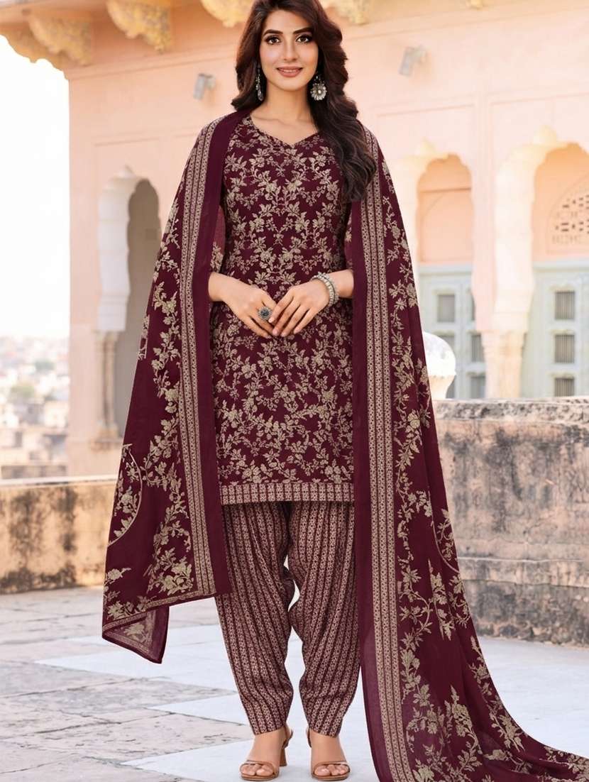 women printed unstitched suit set