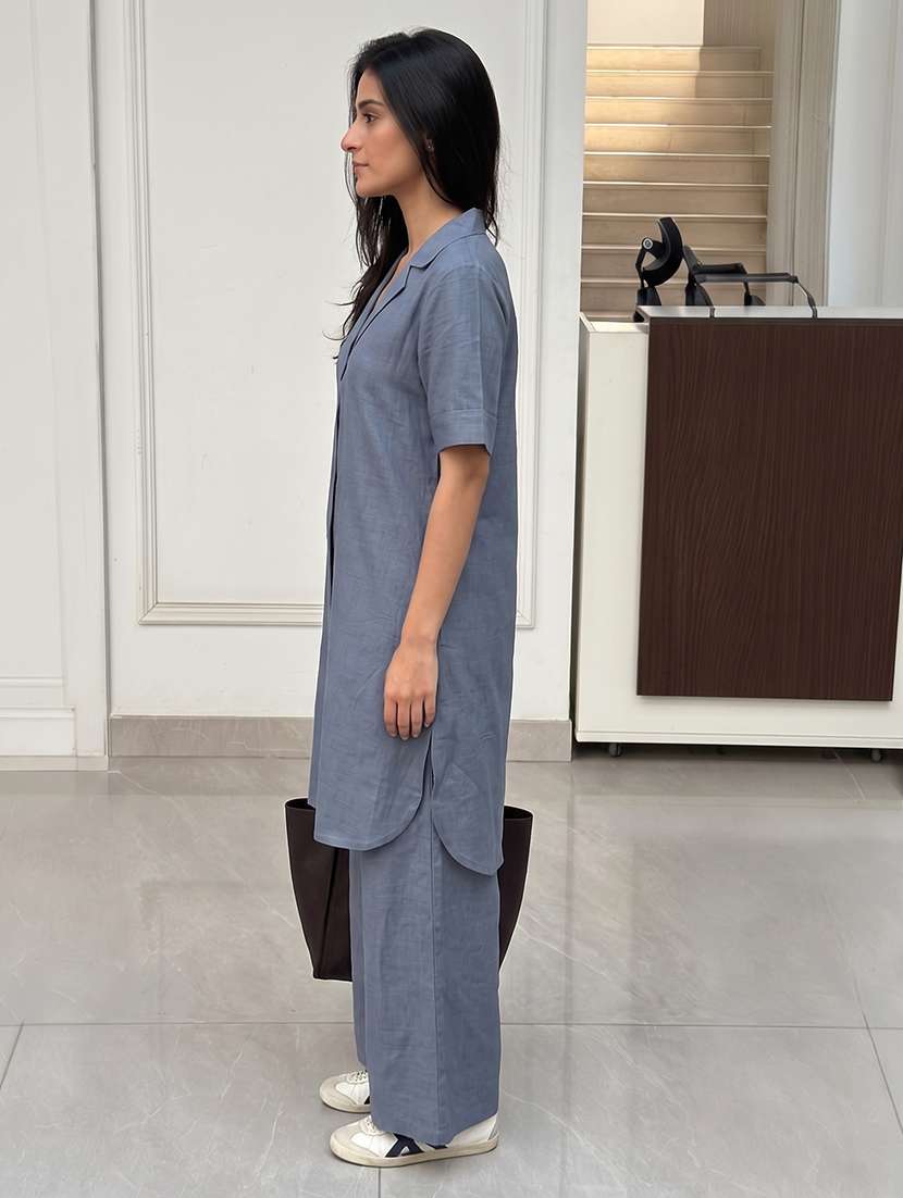 women solid short sleeves kurta pant set - 22665855 -  Standard Image - 3