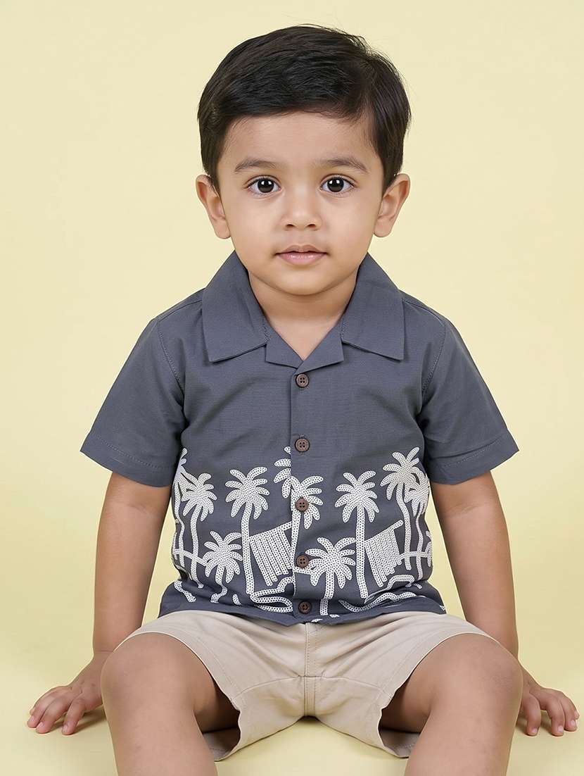 boys printed short sleeves regular shirt