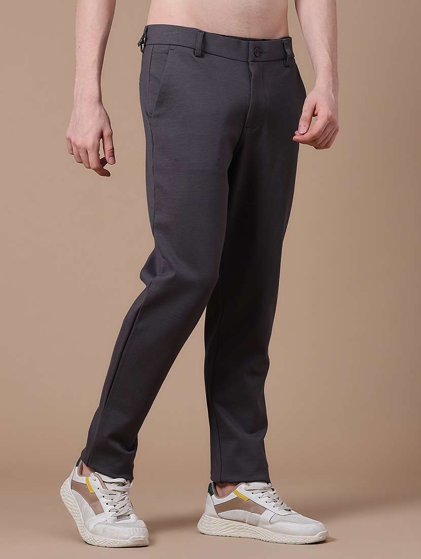 Men Solid Mid Rise Chinos Casual Trouser - 22683202 -  Standard Image - 3