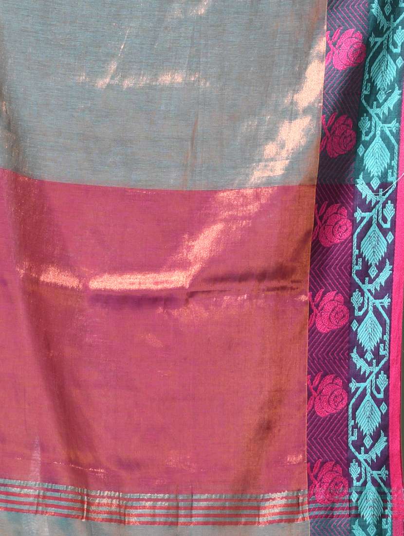 Women Solid With Bordered Handloom Saree With Blouse - 22686226 -  Standard Image - 5