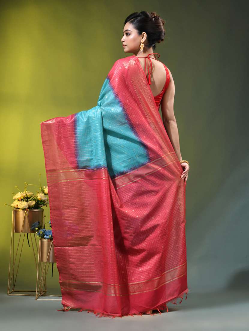 Women Self Design Handloom Saree With Blouse - 22686258 -  Standard Image - 3