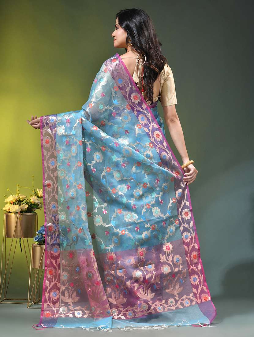 women self design handloom saree with blouse - 22686304 -  Standard Image - 3
