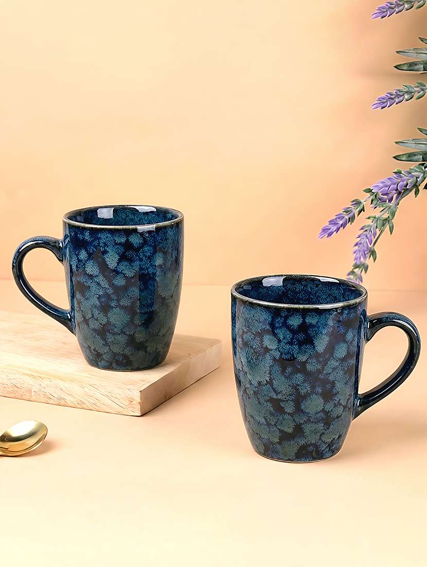 moody panda elegant collection | mug set of 2 | coffee mug | milk mug | stoneware mugs | 300ml | designer mugs | large | blue