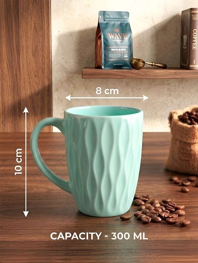 Green Ceramic Solid Textured Mug Set Of 2 - 22686593 -  Standard Image - 3