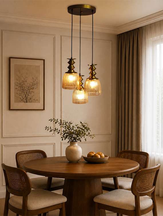 Ribbed Glass 3-light Cluster Hanging Lamp - 22686604 -  Standard Image - 3
