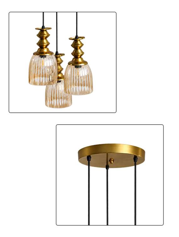 Ribbed Glass 3-light Cluster Hanging Lamp - 22686604 -  Standard Image - 5