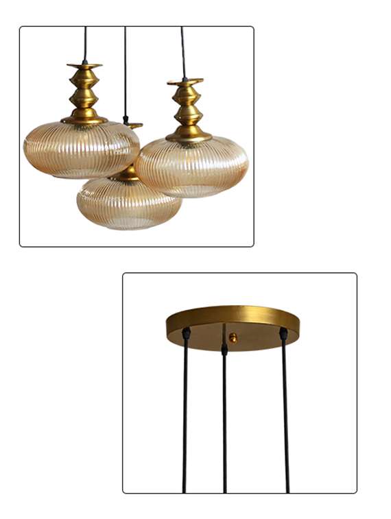 Ribbed Amber Kachori Glass Cluster Hanging Light - 22686605 -  Standard Image - 5
