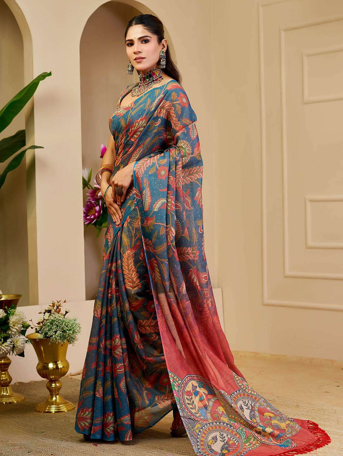 Women Printed Casual Wear Saree With Blouse - 22686618 -  Standard Image - 5