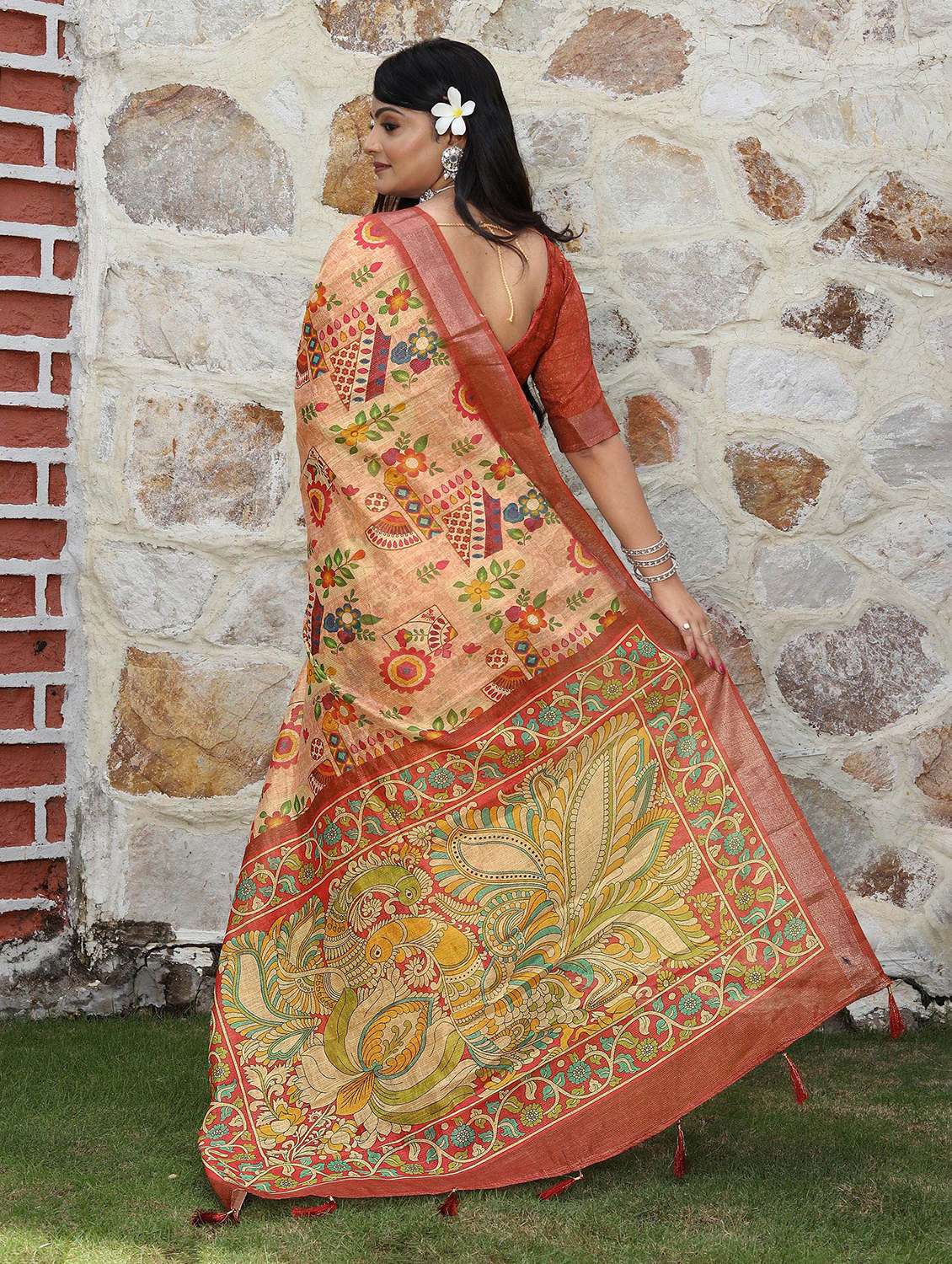 women printed casual wear saree with blouse - 22686852 -  Standard Image - 3