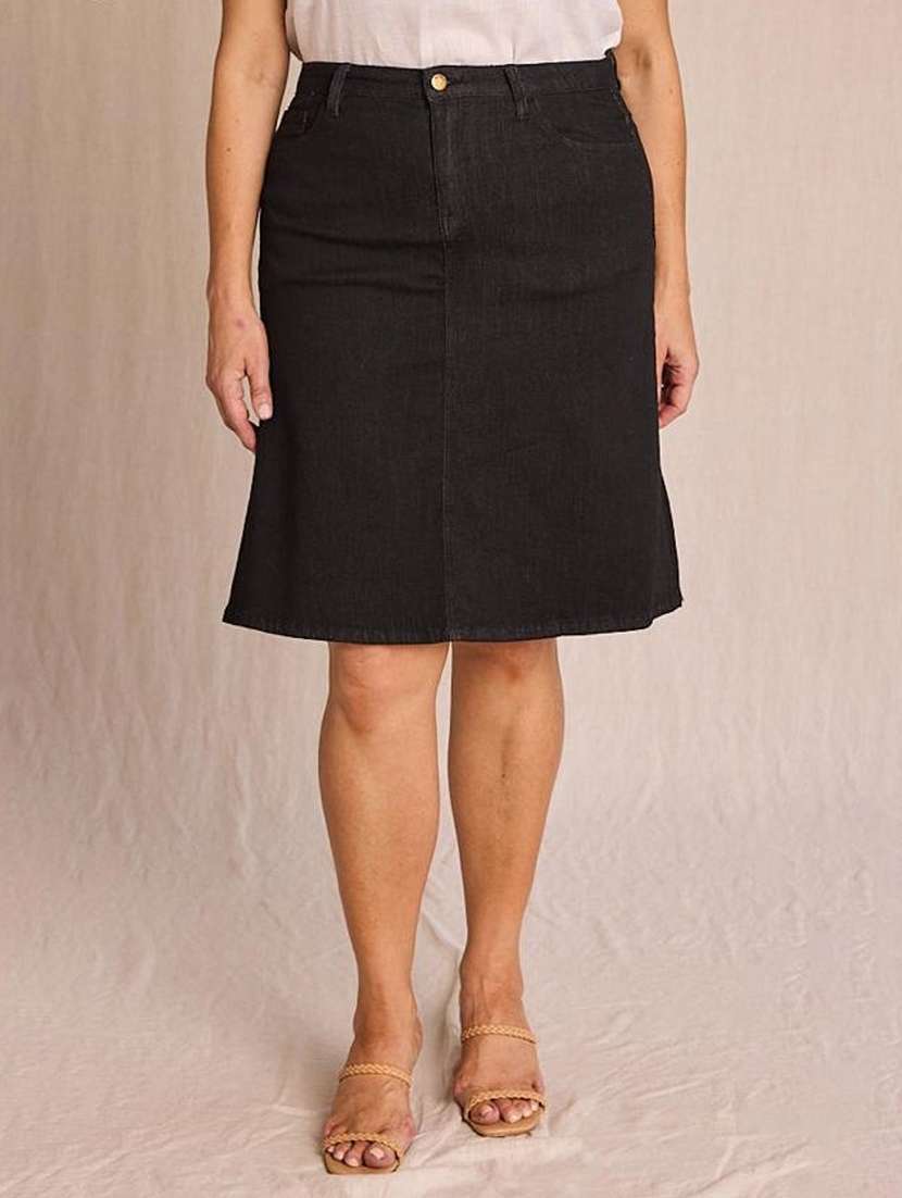 women solid mid rise a-line skirt