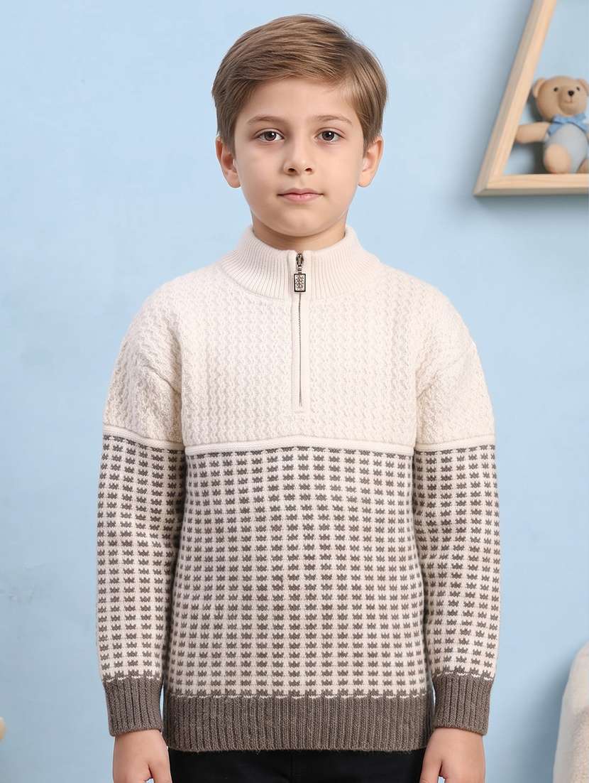 boys self design long sleeves regular sweater