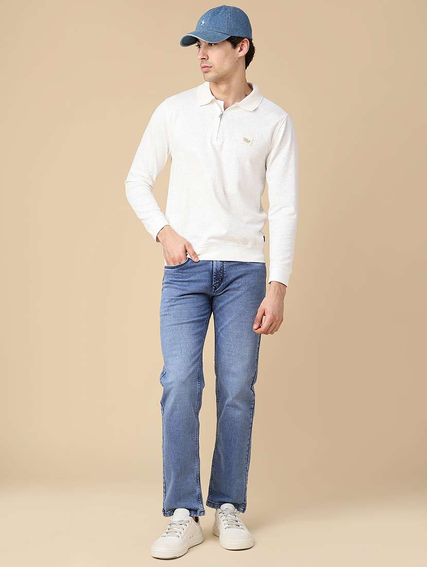 Men Washed Mid Rise Full Length Straight Jeans - 22687305 -  Standard Image - 5