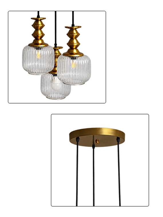 3-light Ribbed Clear Glass Cluster Hanging Light - 22687347 -  Standard Image - 5