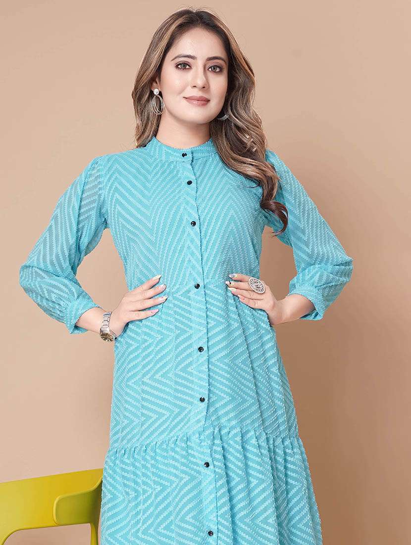 women self design long sleeves tiered dress