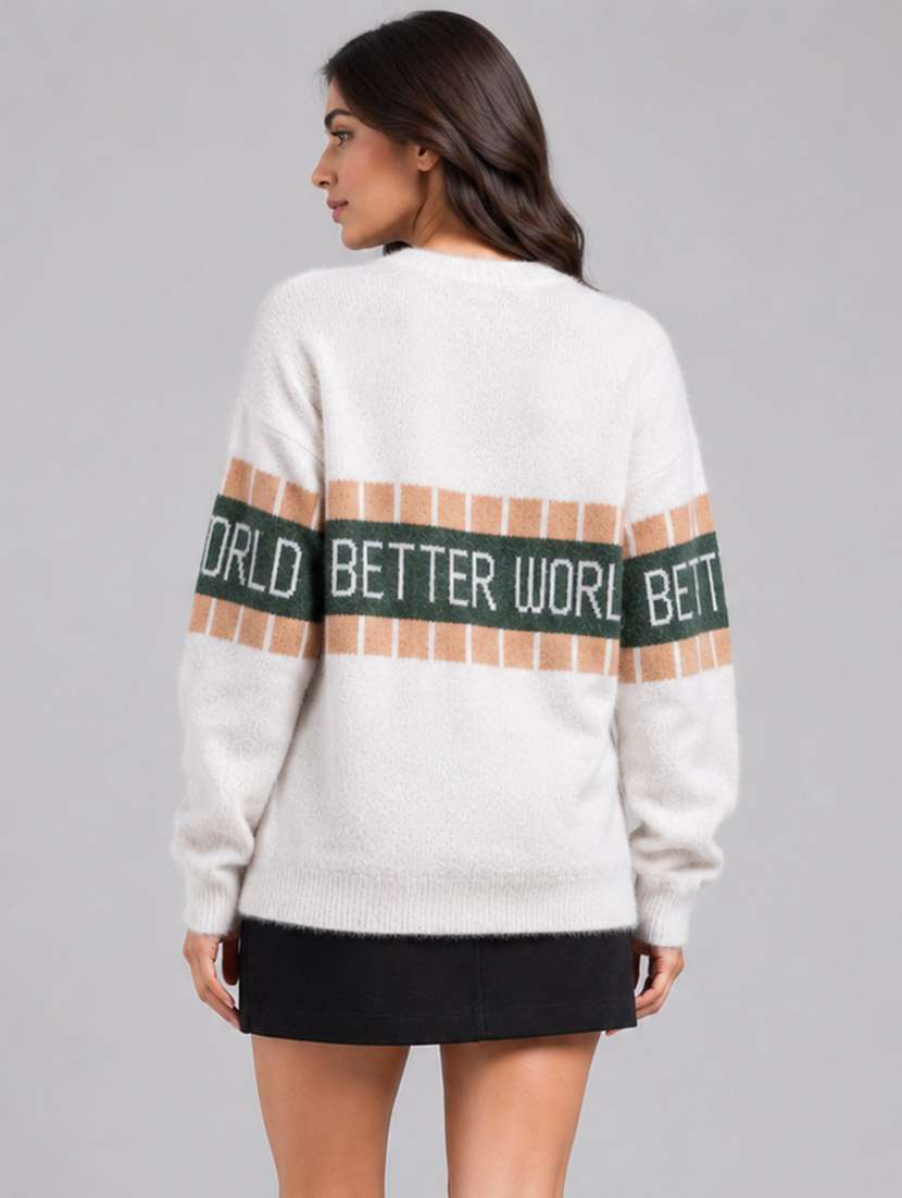 Women Self Design Long Sleeves Regular Fit Pullover - 22687384 -  Standard Image - 3