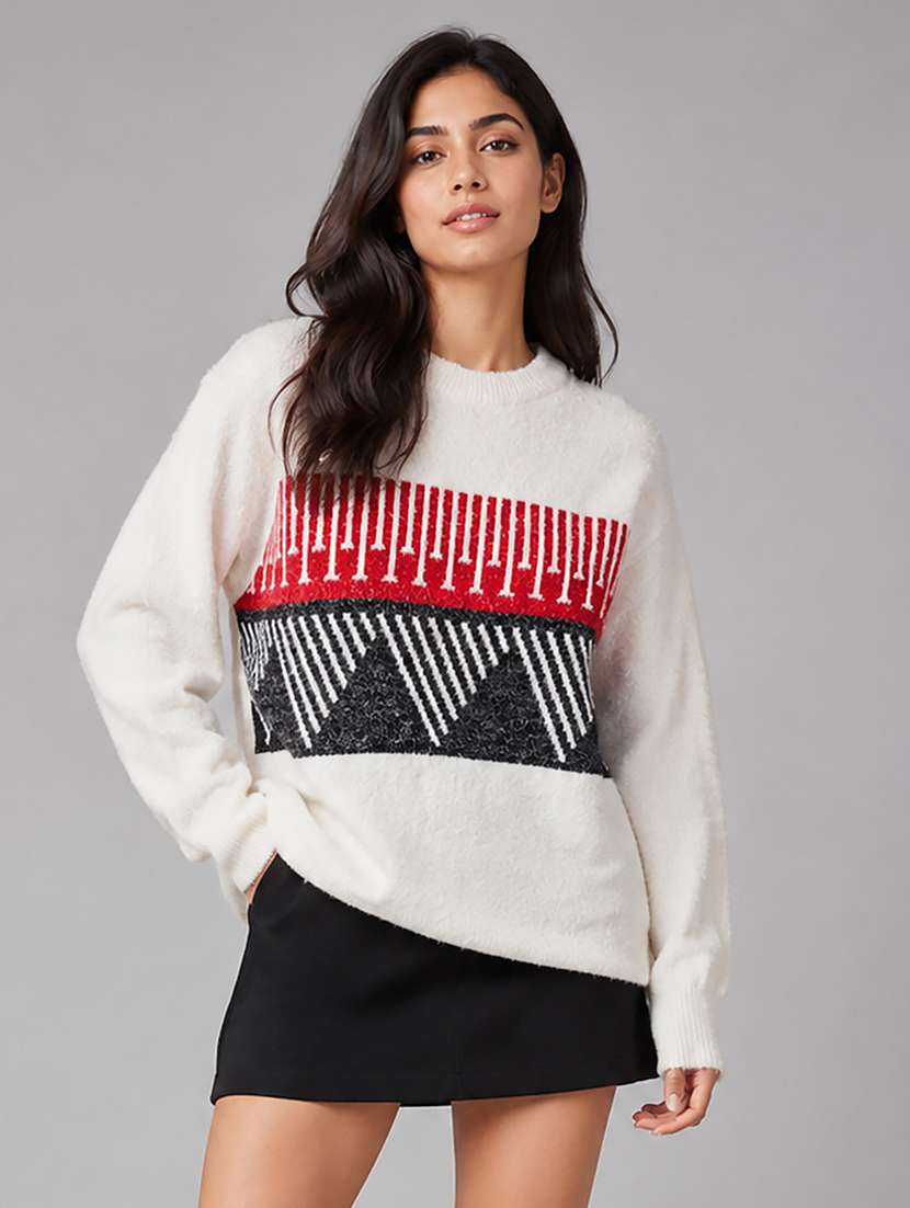 women self design long sleeves pullover