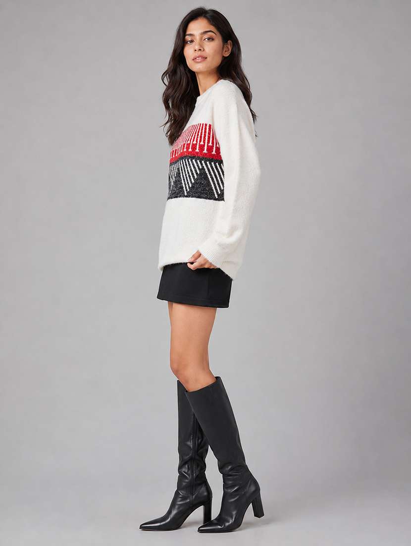 Women Self Design Long Sleeves Pullover - 22687392 -  Standard Image - 3