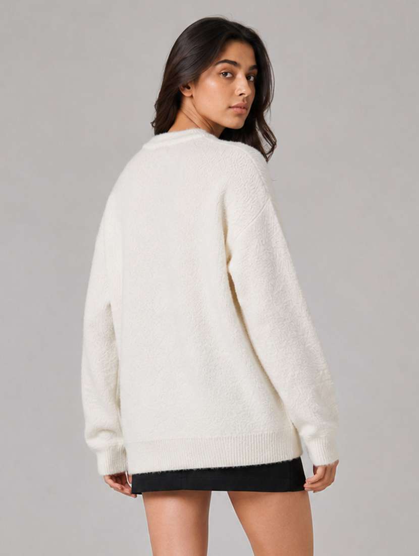 Women Self Design Long Sleeves Regular Fit Pullover - 22687396 -  Standard Image - 3