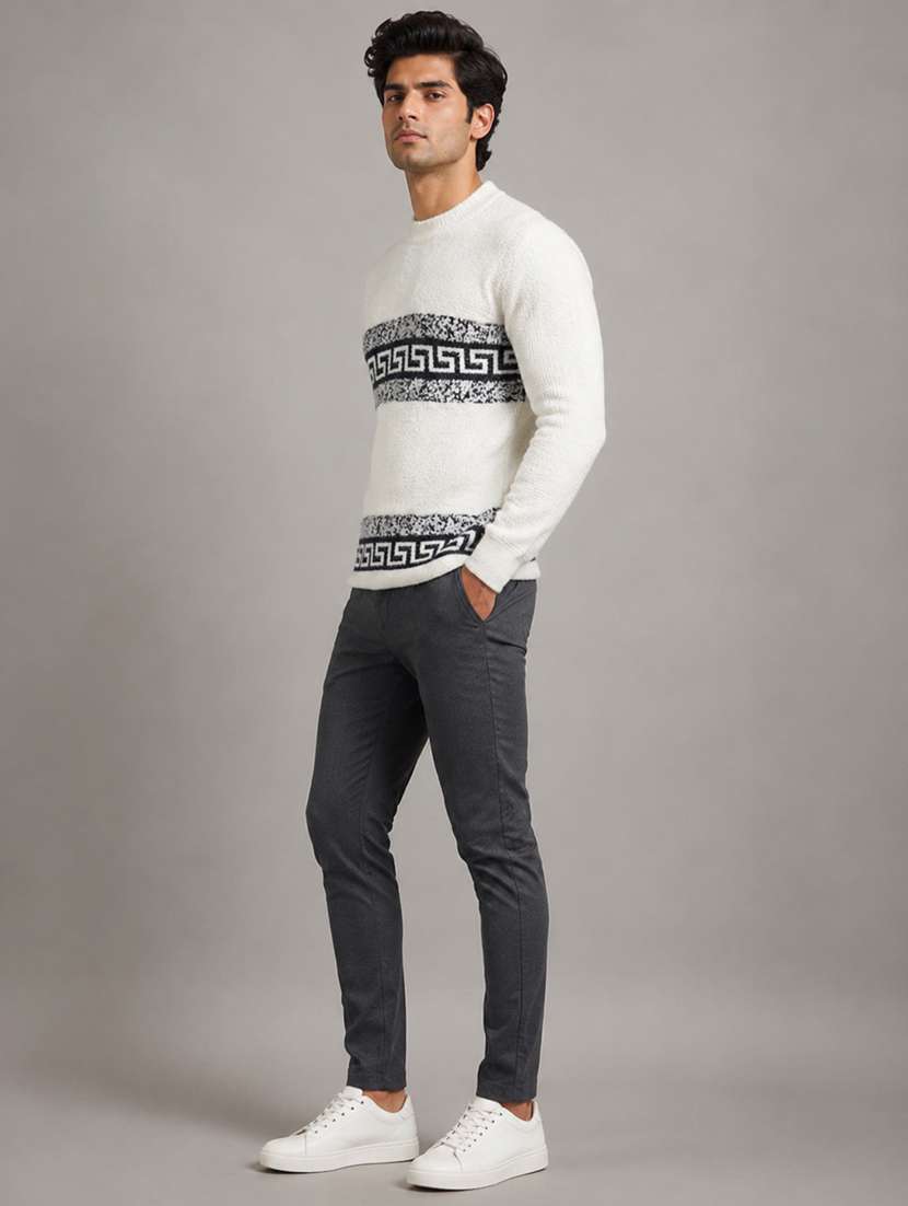Men Self Design Long Sleeve Regular Fit Pullover - 22687397 -  Standard Image - 3