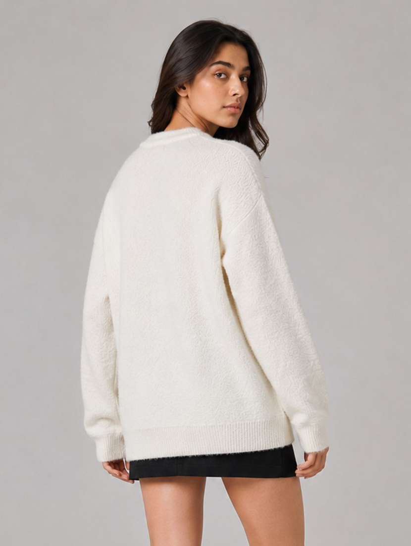 Women Self Design Long Sleeve Pullover - 22687398 -  Standard Image - 3