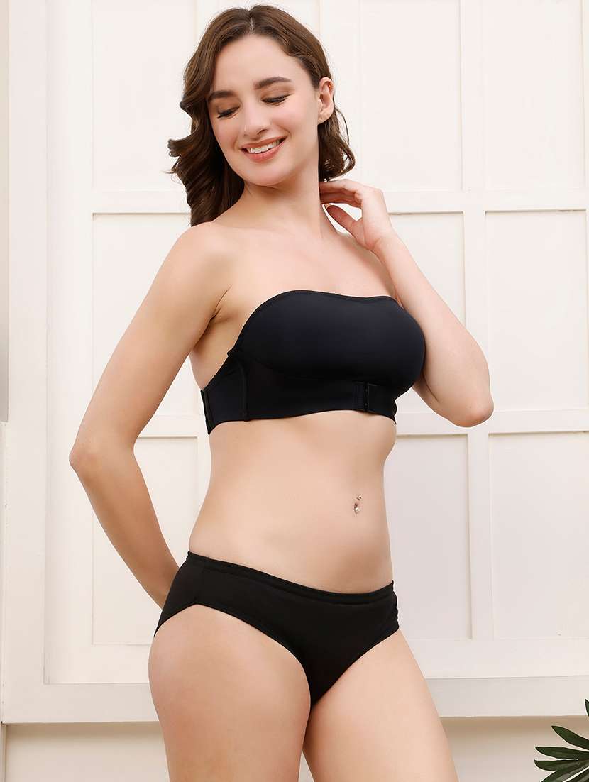 women solid half coverage bra and panty set - 22687551 -  Standard Image - 3
