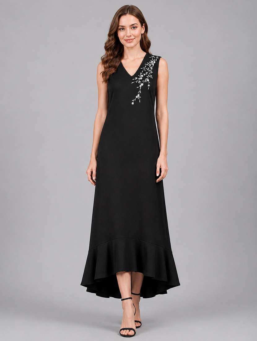 Women Embroidered Sleeveless High Low Dress - 22687994 -  Standard Image - 3